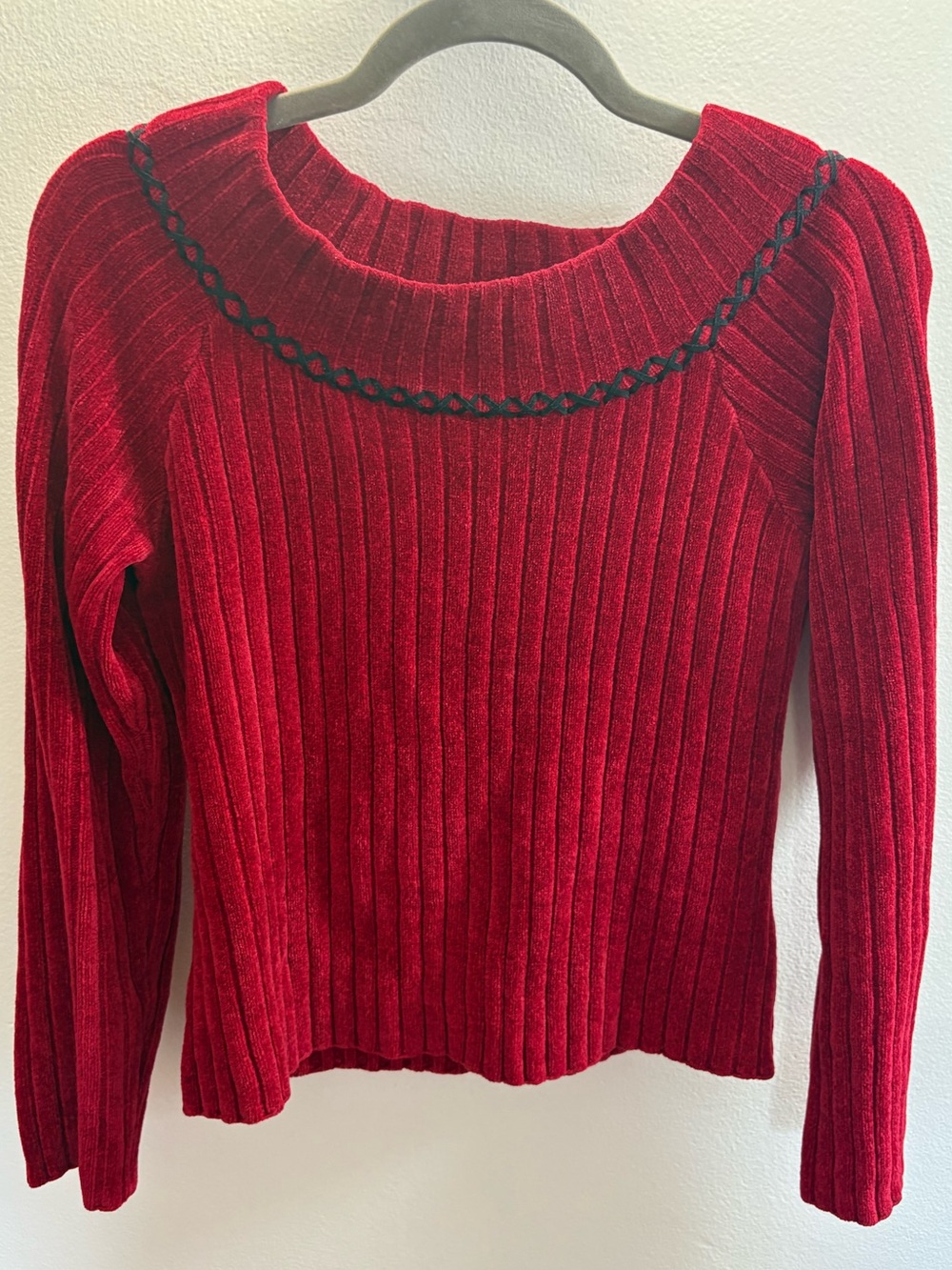 NWOT Raphaella Red Chenille Ribbed Sweater SP
